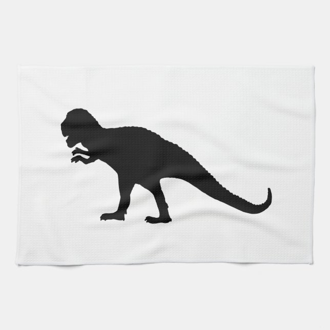 Black Dinosaur Tea Towel (Horizontal)