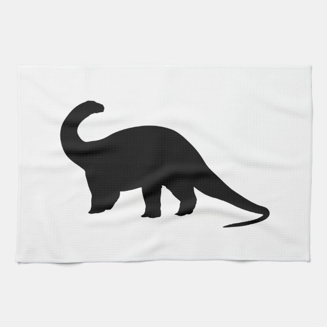 Black Dinosaur Tea Towel (Horizontal)