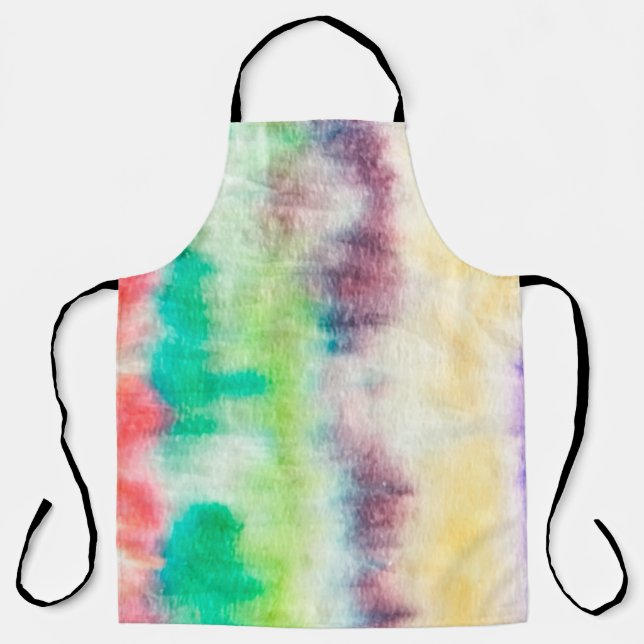 Black Dirty Art Paint. Shibori Pattern. Pink Brush Apron (Front)