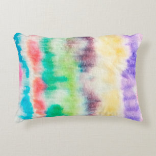 Black Dirty Art Paint. Shibori Pattern. Pink Brush Decorative Cushion