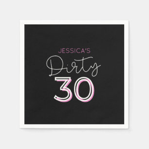Black Dirty Thirty Custom Name Birthday Napkins