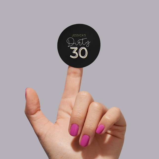 Black Dirty Thirty Custom Name Birthday Sticker (Creator Uploaded)