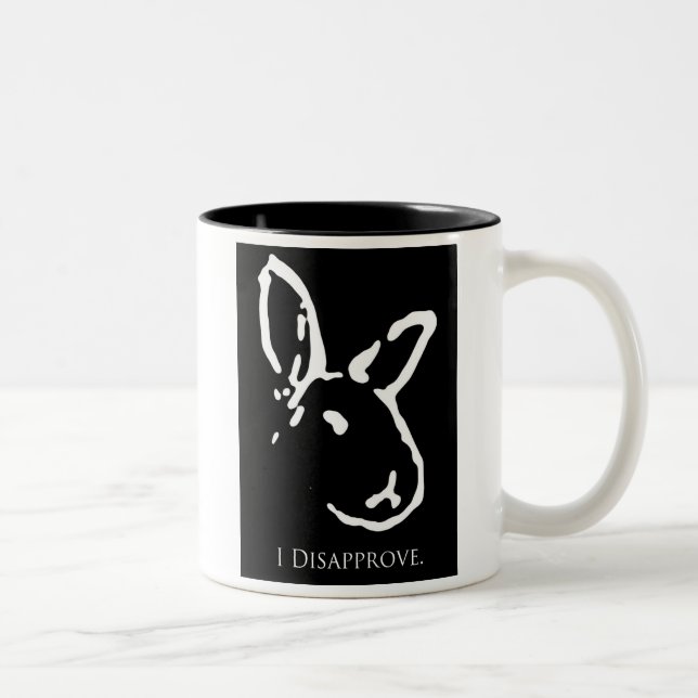 Black Disapproving Rabbits Mug (Right)