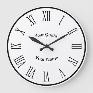 Black Disc n Numbers with radiating Roman Numerals Large Clock