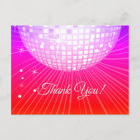 BLACK, DISCO PARTY, DANCE, BIRTHDAY THANK YOU CARD