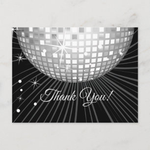 BLACK, DISCO PARTY, DANCE, BIRTHDAY THANK YOU CARD