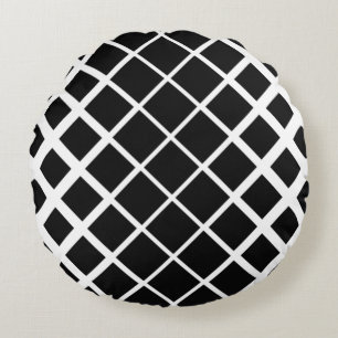 Black Disolving Square Block Pattern Round Cushion