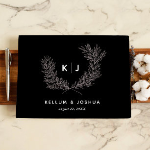 Black Distinguished Monogram Guest Book