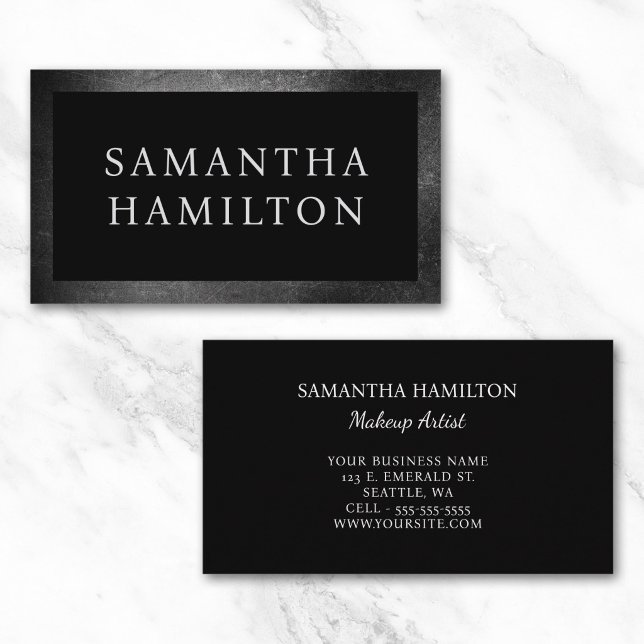 Black Distressed Metallic Border Business Card (Black Distressed Metallic Border Business Card)