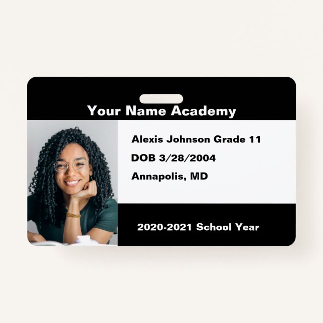 Black Do It Yourself Custom Homeschool Badge ID Badge (Front)