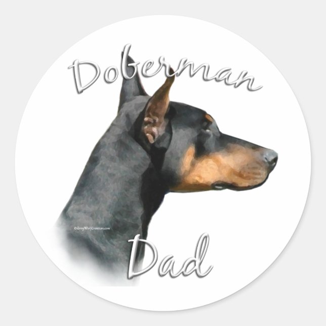 Black Doberman Dad - Sticker (Front)