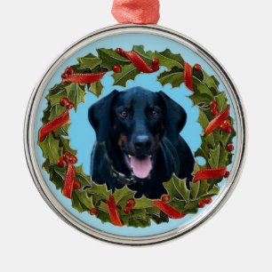 Black Doberman Dog Christmas ornament