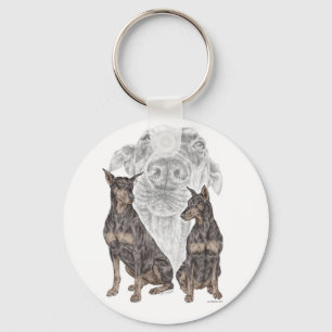 Black Doberman Dogs for keys Key Ring
