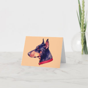 Black Doberman Face Customisable Note Card