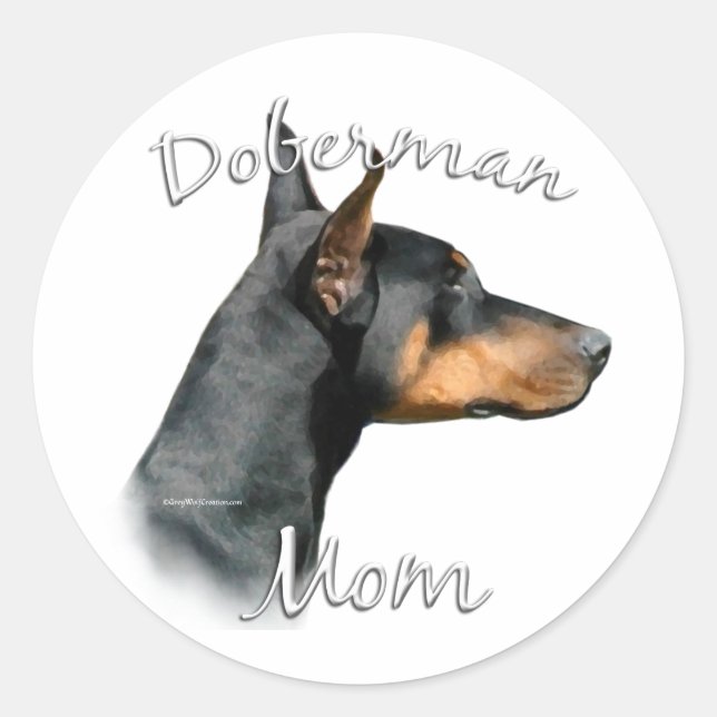 Black Doberman Mum - Sticker (Front)