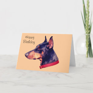 Black Doberman Pinscher Customisable Birthday Card