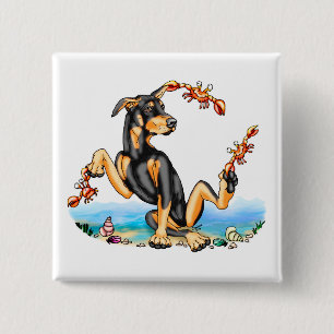 Black Doberman Pinscher Kinda Crabby Button