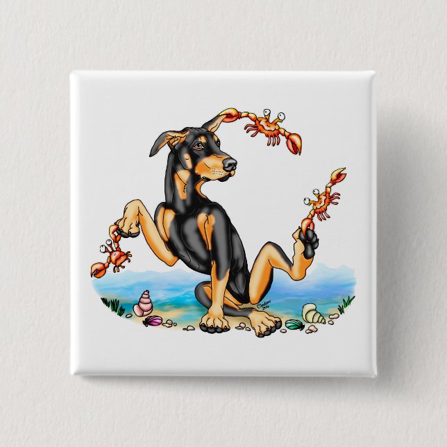Black Doberman Pinscher Kinda Crabby Button (Front)