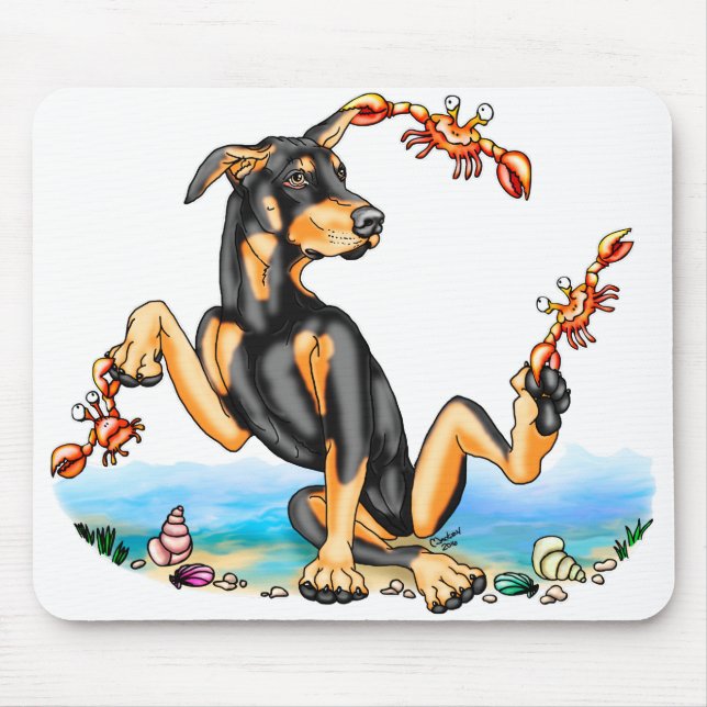 Black Doberman Pinscher Kinda Crabby Mouse Pad (Front)
