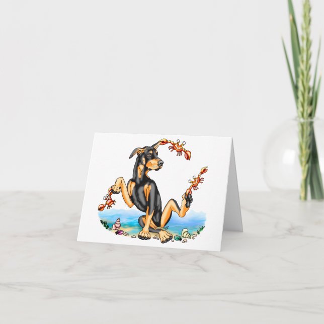 Black Doberman Pinscher Kinda Crabby Note Card (Front)