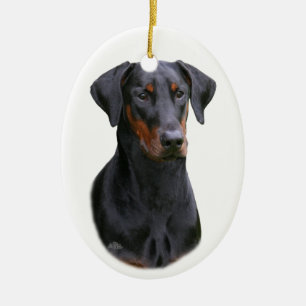 Black Dobermann Pinscher natural ears ornament