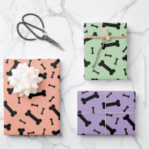 Black Dog Bones Design  Wrapping Paper Sheet