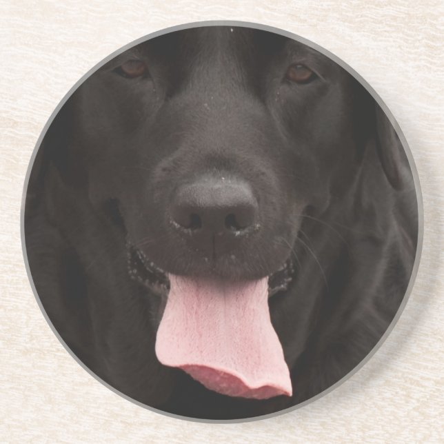 Black dog face coaster (Front)