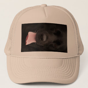 Black dog face trucker hat