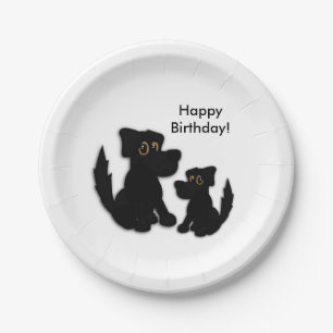 Black Dog Family Paper Plate