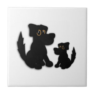 Black Dog Family Tile