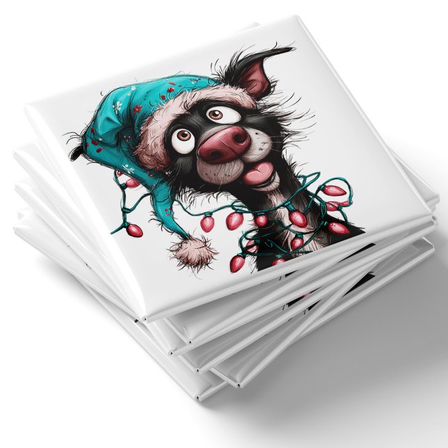 Black Dog Funny Christmas Magnet (Black Dog Funny Christmas Magnet by PiggyPrint Sticker. by PiggyPrint Sticker.)