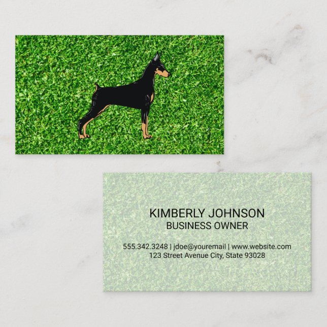 Black Dog | Green Grass Background Business Card (Front/Back)