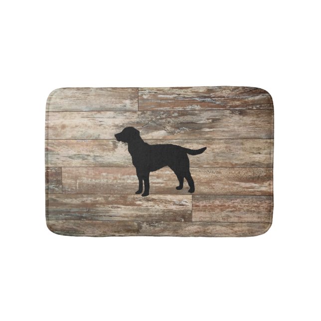 Black Dog Labrador Rustic Wood Bath Mat (Front)