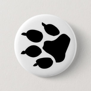 Black Dog Paw Print Button