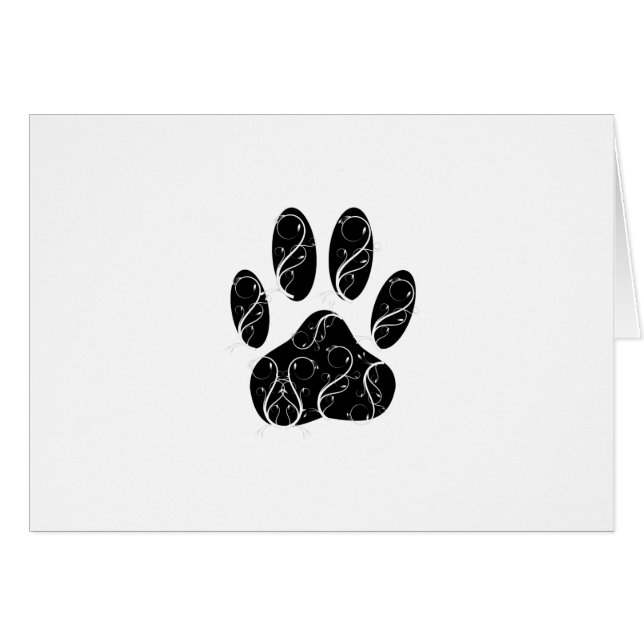 Black Dog Paw Print With White Flourishes (Front Horizontal)