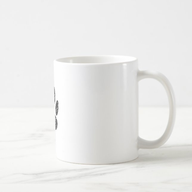 Black Dog Paw Print With White Flourishes Coffee Mug (Right)