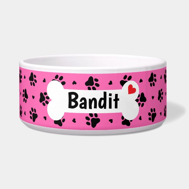 Black Dog Paw Prints and Hearts Pattern (Front)