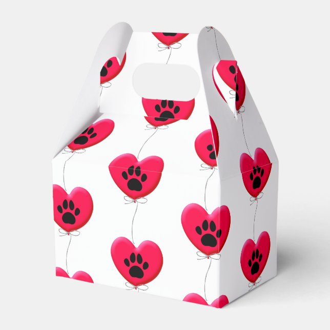 Black Dog Paw Red Balloon Custom Favour Box (Front Side)