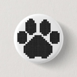 Black Dog Pawprint Building Blocks 3 Cm Round Badge