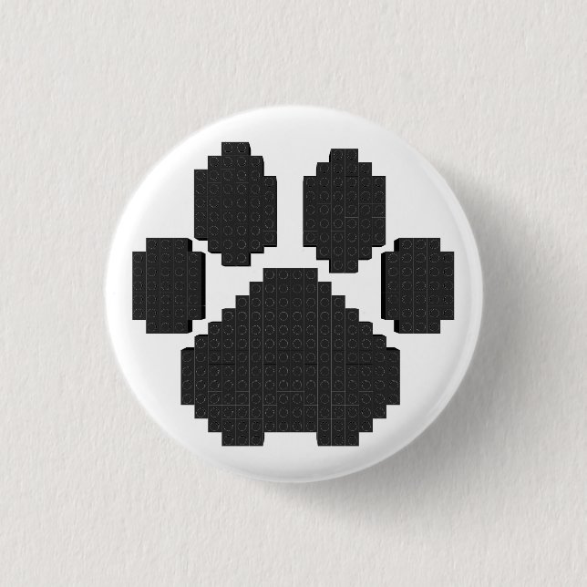 Black Dog Pawprint Building Blocks 3 Cm Round Badge (Front)