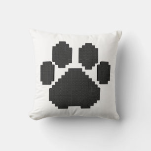 Black Dog Pawprint Building Blocks Cushion