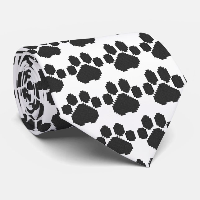 Black Dog Pawprint Building Blocks Tie (Rolled)