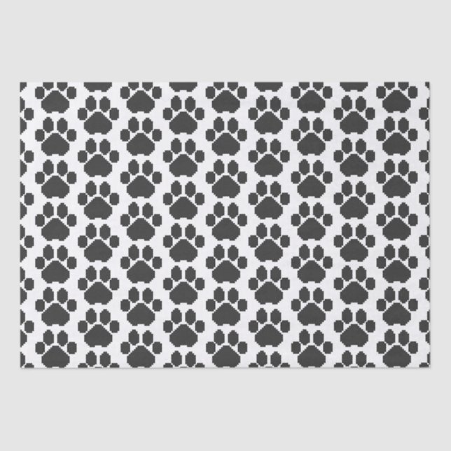 Black Dog Pawprint Building Blocks Tissue Paper (Front)