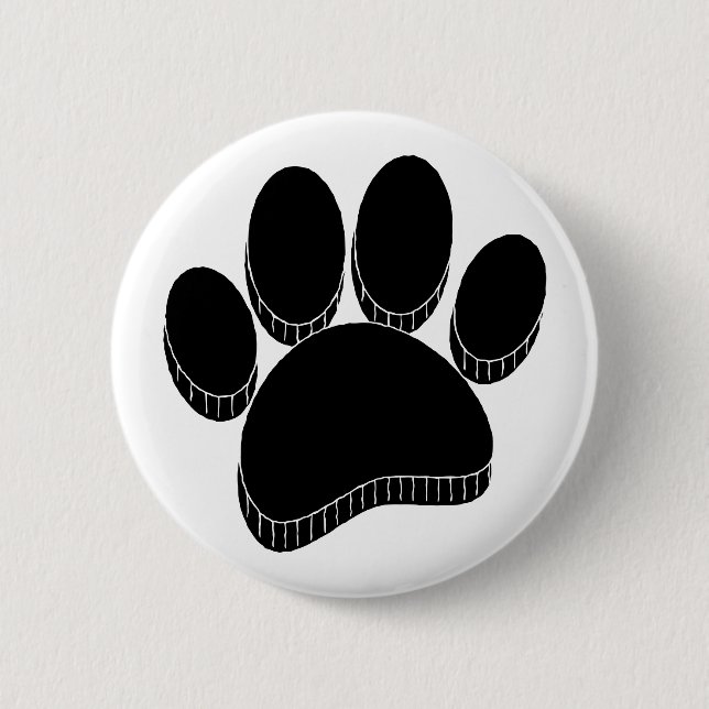 Black Dog Pawprint Hand Drawn Custom 6 Cm Round Badge (Front)
