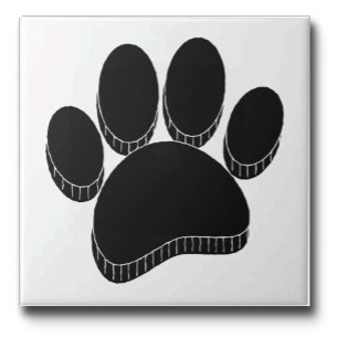 Black Dog Pawprint Hand Drawn Custom Ceramic Tile