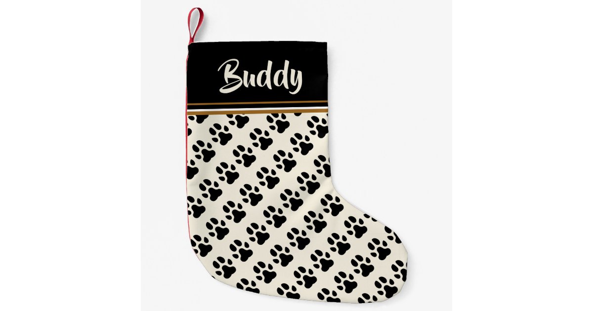 Black Dog Paws Pattern Personalised Small Christmas Stocking Zazzle Com Au