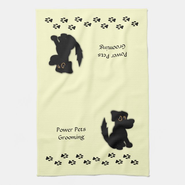 Black Dog Pet Groomer Doggie Towel (Vertical)