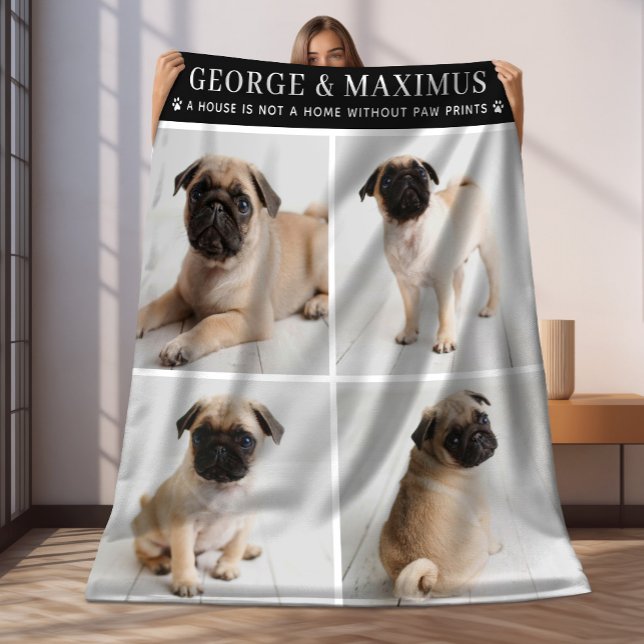 Black Dog Photo Paw Prints Quote Blanket (Creator Uploaded)