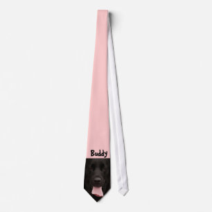 Black dog portrait on pink tie