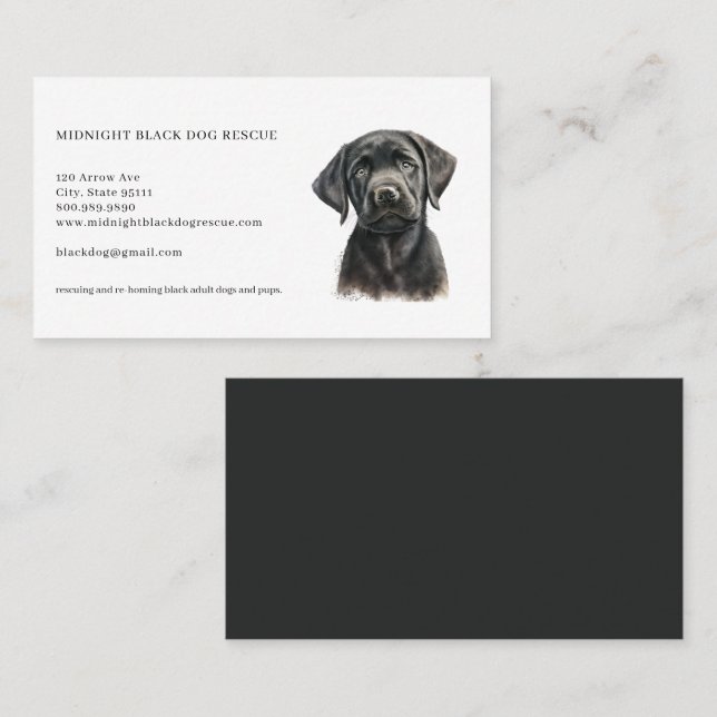 Black Dog Rescue Organisation Business Card (Front/Back)